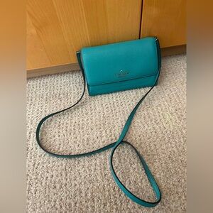 kate spade turquoise pebbled leather crossbody bag
